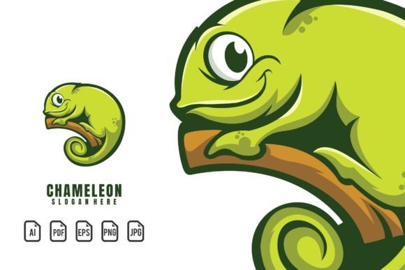 Dynamic Chameleon Mascot Logo for Creative Projects