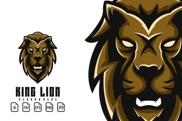 King Lion Mascot Logo: Bold Vector Template for Dynamic Designs