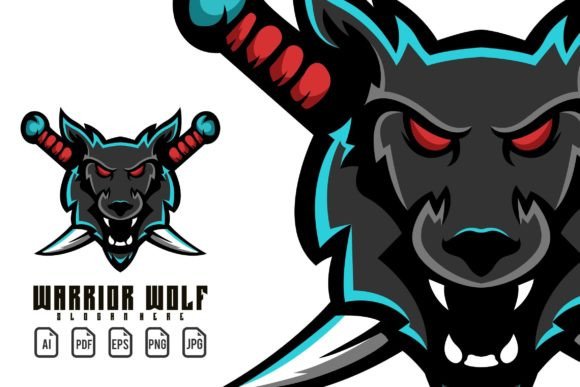 Warrior Wolf Mascot Logo Design Template